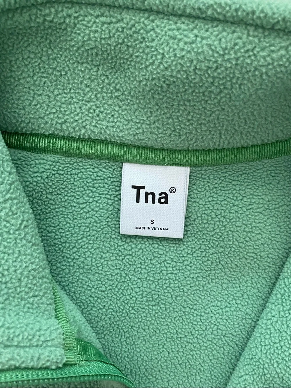 Aritzia TNA Lena Polar 1/2 Half Zip Fleece Sweater Pullover Light Green S - Picture 11 of 11
